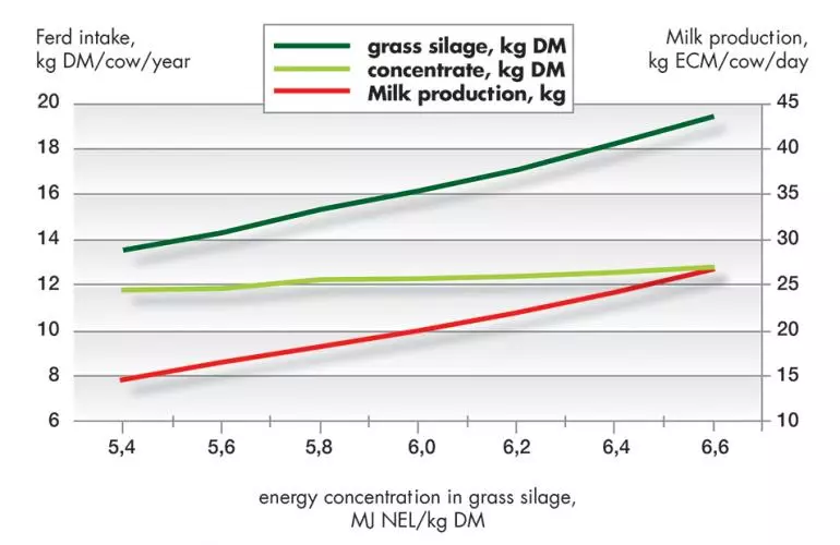 graph of feed intake and energy content