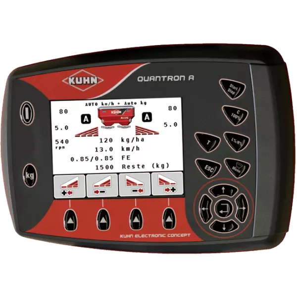 Sterownik QUANTRON A do ciagłej regulacji natężenia przepływu nawozu podczas rozsiewu.