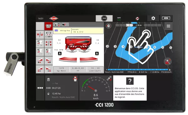 Terminal CCI 1200 z ręczną reprezentacją pokazującą intuicyjne przeglądanie dzięki funkcji MultiTouch.