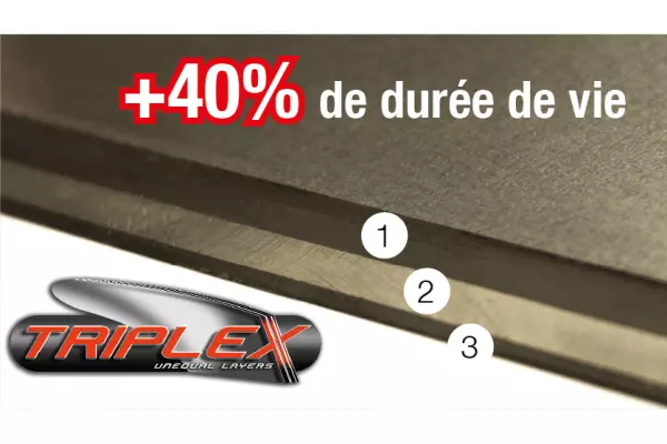 Szczegółowy widok trzech warstw stali o różnej grubości w odkładnicy TRIPLEX