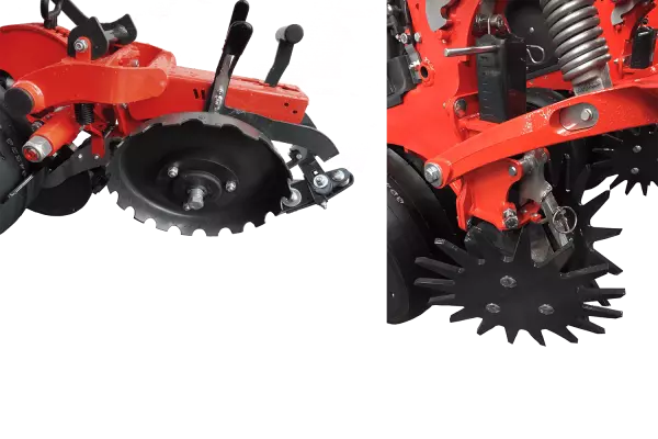 Gumowe koło dogniatające V-MAX i obrotowy oczyszczacz bruzdy