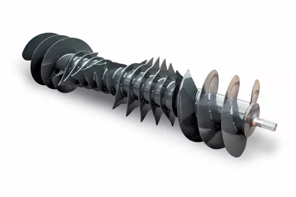 Rotor OPTIFEED o średnicy 48 cm, w którym noże i ślimaki boczne są umieszczone na jednym wałku.