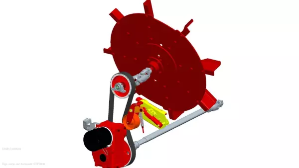 Turbina jest napędzana przez odłączany pasek, co zapewnia płynną i cichą pracę.