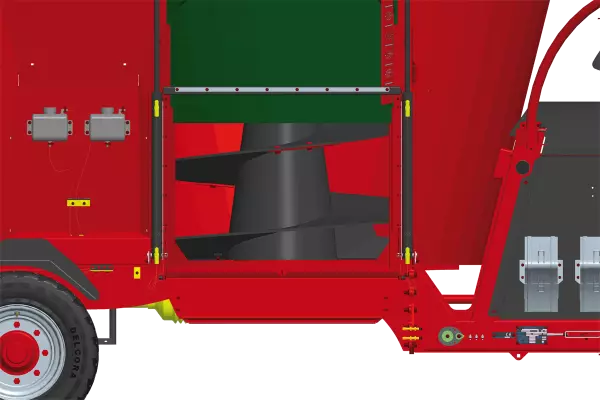 Wóz paszowy KUHN PROFILE 1 DL gwarantuje szybką i równomierną dystrybucję paszy, nawet w przypadku dawek włóknistych.