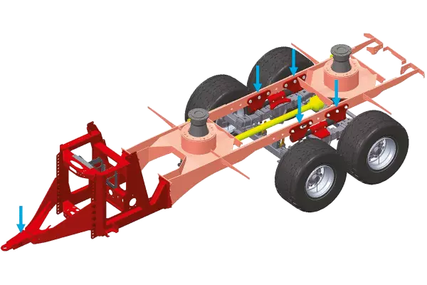 Wymiary czujników wagowych oraz opatentowany system ze zintegrowaną ramą gwarantują wozom paszowym KUHN PROFILE 2 DL/2CL najwyższą precyzję ważenia zarówno dla dodatków paszowych jak i dla pełnego załadunku, przy maksymalnej pojemności zbiornika 34 m<sup>3</sup>.