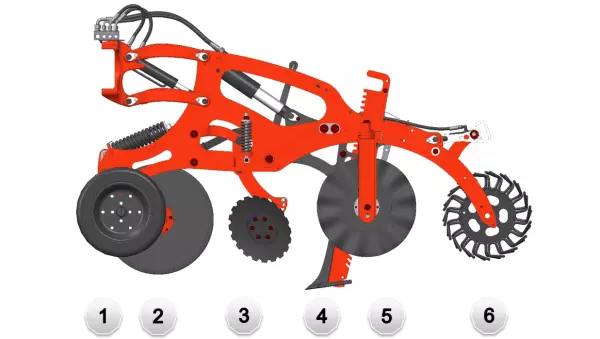 Sekcja robocza STRIGER 100 pozwala na wykonanie 6 zadań w pasie wysiewu