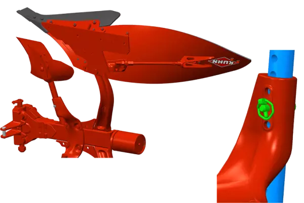 Widok na przedpłużek VARI-MASTER L z regulacją 3D-Skim, zapewniającą doskonałe przykrycie resztek roślinnych.