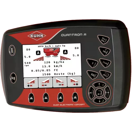 Sterownik QUANTRON A do ciagłej regulacji natężenia przepływu nawozu podczas rozsiewu.