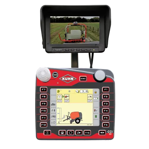 Ekran kamery z widokiem na owinięcie i bale