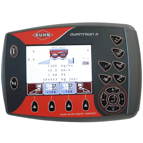 Sterownik elektryczny QUANTRON A pozwala na łatwe sterowanie wylotami w zależności od prędkości jazdy i modulacji dawki przy wykorzystaniu zewnętrznego terminala GPS.