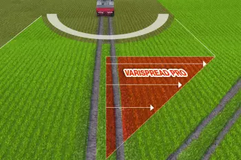 VARISPREAD PRO: Bezstopniowe sterowanie szerokościami częściowymi (Section Control) z szybko reagującym systemem SpeedServo, 1 sekcja na metr roboczy