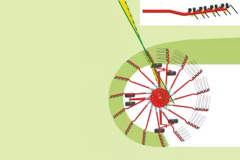 Dobrze uformowany wał pokosu, dzięki podwójnie giętym ramionom karuzel
