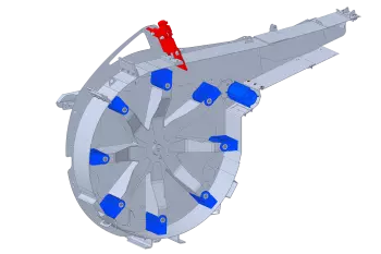 Ścielarka słomy z funkcją zadawania paszy KUHN PRIMOR 4260 M CUT CONTROL posiada pełne wyposażenie do rozdrabniania produktów.