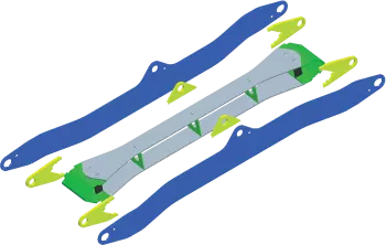 Stal przemysłowa o bardzo dużej granicy plastyczności zapewnia ramionom kosiarki PRO-LONGER GII dwukrotnie większą wytrzymałość i elastyczność w porównaniu ze standardową konstrukcją rurową.